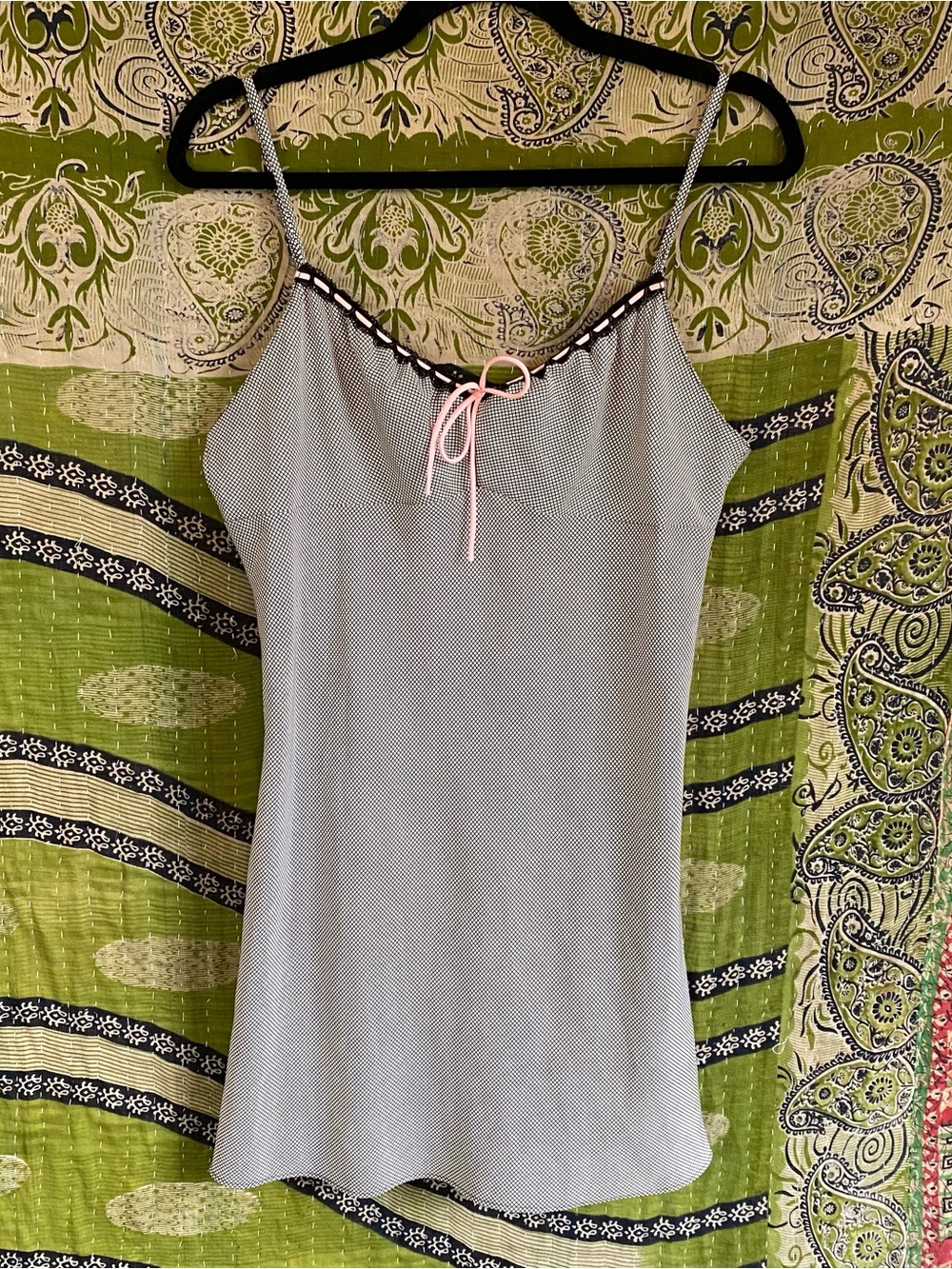 Vintage Y2K Josie Black/ White Macro Gingham Babydoll Mini Slip Dress Medium